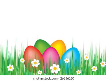 egg in green grass, holiday vector