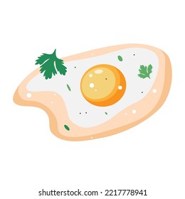 Egg with greenery top view. vector illustration