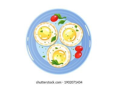 Egg Half Fry Yolk vector illustration isolated on white background