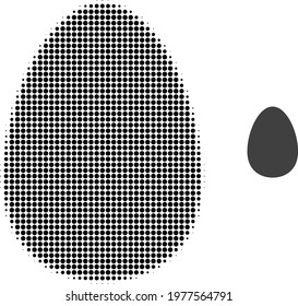 Egg halftone dot icon illustration. Halftone array contains circle points. Vector illustration of egg icon on a white background. Flat abstraction for egg object.
