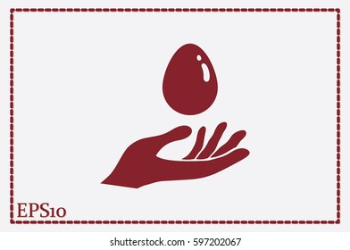 egg and hand icon, vector illustration