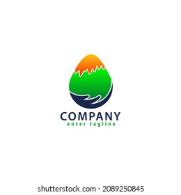egg and hand logo design elements