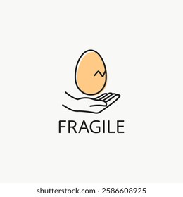Egg with hand logo, fragile handle with care creative symbol sign icon vector illustration