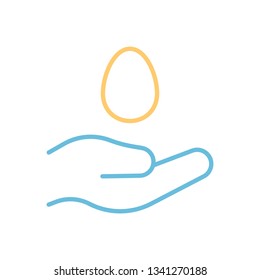 Egg in Hand Outline Vector Icon