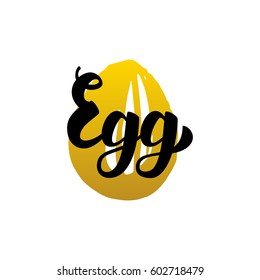 Egg Handwritten Lettering. Vector Illustration of Calligraphy Easter Holiday Design Element.