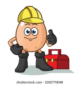 egg handy man vector cartoon illustration