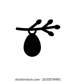 Huevo que cuelga de la rama con el icono decorativo del diseño
