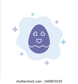 Egg, Happy, Easter Blue Icon on Abstract Cloud Background