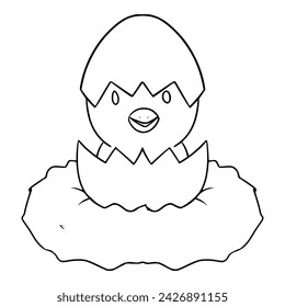 egg hatch in the nest illustration Outline Sketch hand drawn vector