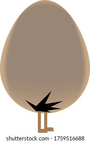 An egg with a hatched chick. Suitable for games, cartoons, and websites. Color black, brown.