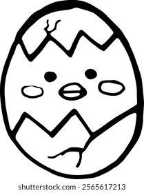 Egg hatching chick chicken cute cartoon doodle art vector image