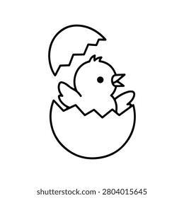 Egg hatching chick line icon. minimalist icon on a white background