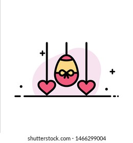 Egg, Heart, Easter, Holiday  Business Flat Line Filled Icon Vector Banner Template. Vector Icon Template background