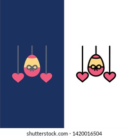 Egg, Heart, Easter, Holiday  Icons. Flat and Line Filled Icon Set Vector Blue Background