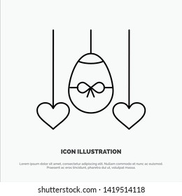 Egg, Heart, Easter, Holiday Line Icon Vector