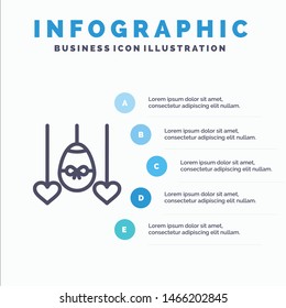 Egg, Heart, Easter, Holiday Line icon with 5 steps presentation infographics Background. Vector Icon Template background