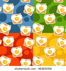 Egg as heart on toast pattern set