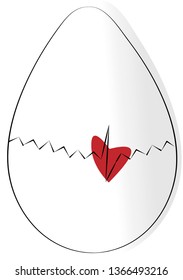 
Egg with heartbeat. isolated vector illustration. easter card, logo, symbol