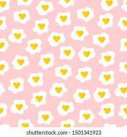 Huevo con corazones sin fisuras.Desayuno. Huevos cortos. Vector