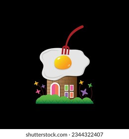 Egg house design logo template. Vector drawing of an egg house