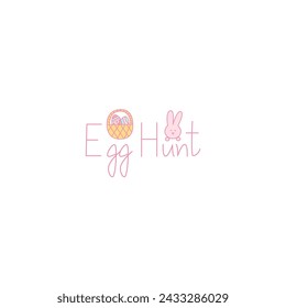 Egg Hunt, colorful vector illustration, Easter bunny and basket with eggs