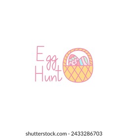 Egg Hunt, Easter egg basket, colorful vector illustration
