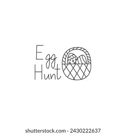 Egg Hunt, Easter egg basket, doodle vector illustration