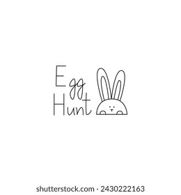 Egg Hunt, Ester bunny, doodle vector illustration