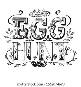 Egg hunt hand drawn lettering