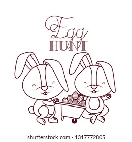 egg hunt label with bunny isolated icon