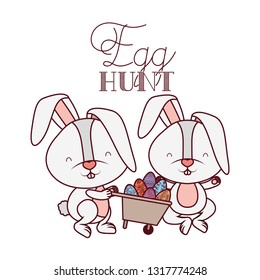 egg hunt label with bunny isolated icon