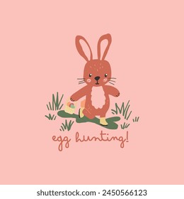 Egg Hunting Bunny vector for baby girls