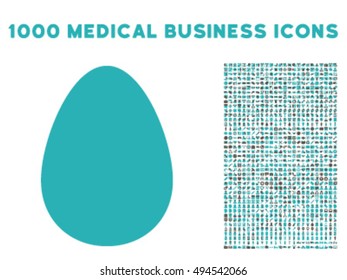 Egg icon with 1000 medical commercial grey and cyan vector pictographs. Collection style is flat bicolor symbols, white background.