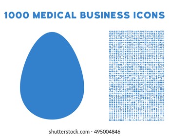 Egg icon with 1000 medical commercial cobalt vector pictographs. Clipart style is flat symbols, white background.