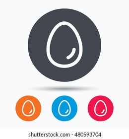 Egg icon. Breakfast food symbol. Colored circle buttons with flat web icon. Vector