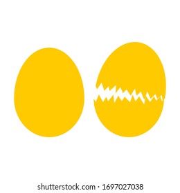 Egg icon for breakfast menu. Yellow chicken egg design in vector shape. Food icons made from eggs. Logo of omelette or fried egg.