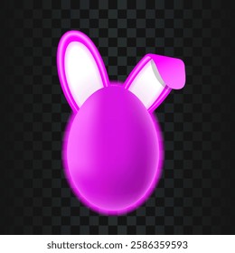 Egg icon with bunny or rabbit ears in neon color and futuristic cyberpunk style