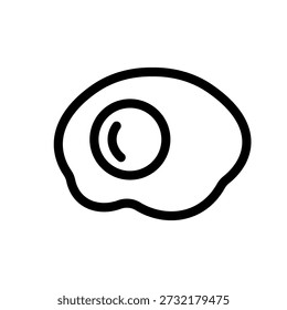 Egg icon in clean outline style showing egg symbol. Represents eggs, egg ingredients, and food category for nutrition labels and menus. Suitable for restaurant menus, dietary information, food packaging, wellness apps, and UI filters. Minimalist black and white vector icon with editable stroke, scalable for UI, web, and print use.