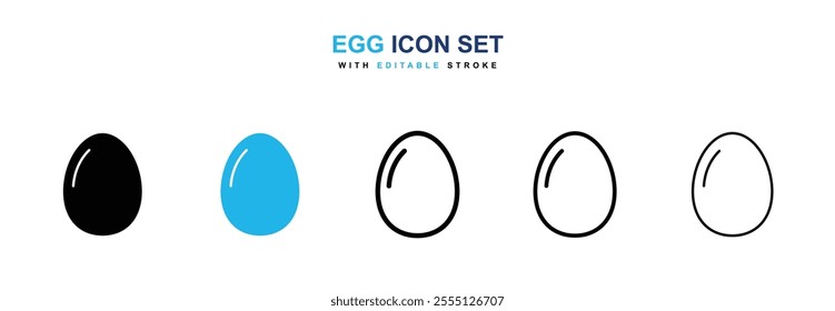 Egg icon collection in black and blue colors