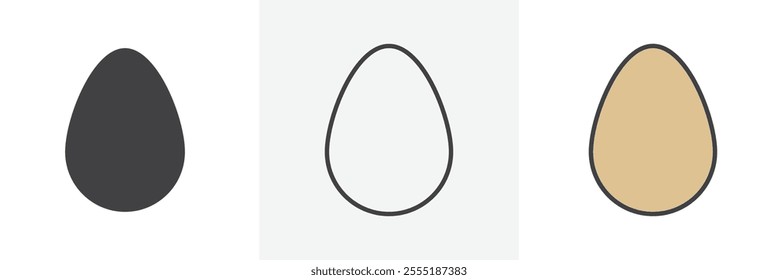 Egg icon collection in black and colored style.