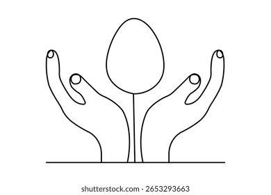 Egg icon continuous one line drawing and minimalist style isolate outline illustration