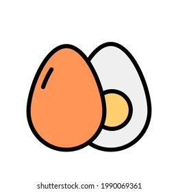 Egg icon Design Template. Illustration vector graphic. simple flat color line style icon isolated on white background. Perfect for your web site design, logo, symbols of restaurants, cafe