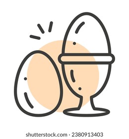 Egg icon with editable stroke to any thickness. Flat style. Vector illustration.