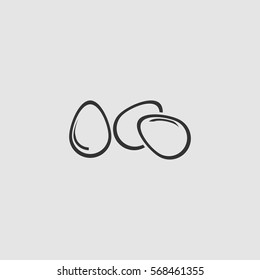 Egg icon flat. Black pictogram on grey background. Vector illustration symbol