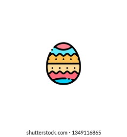 Egg icon, flat design line art thin style. Easter Day vector illustration
