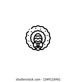 Egg icon, flat design line art thin style. Easter Day vector illustration