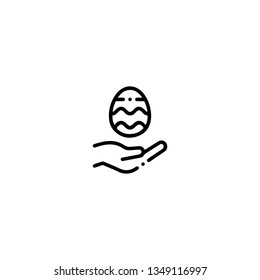 Egg icon, flat design line art thin style. Easter Day vector illustration