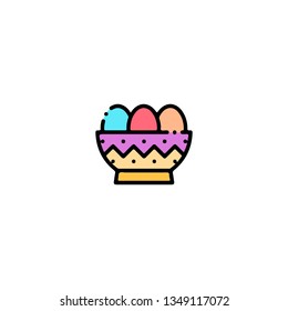 Egg icon, flat design line art thin style. Easter Day vector illustration