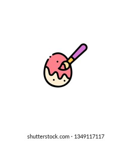 Egg icon, flat design line art thin style. Easter Day vector illustration