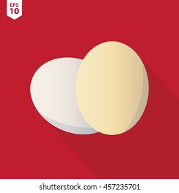 Egg Icon Flat Design Template Elements with Red Background